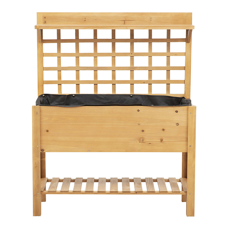 41' x18' x53' Hortus elevatus cum Shelf et Rotae solidae Wood Plantator Flower Herbae Pixae pro Vegetabilium Flos Outdoor/Indoor - Brown