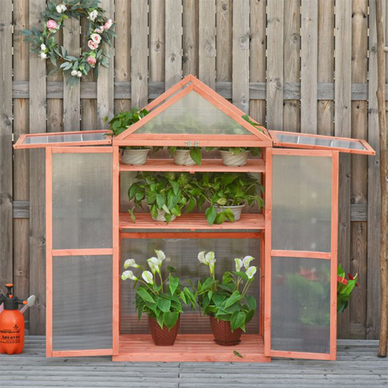 32' x 19' x 54' Wooden Cold Frame Greenhouse for Plantarum PC Board Orange