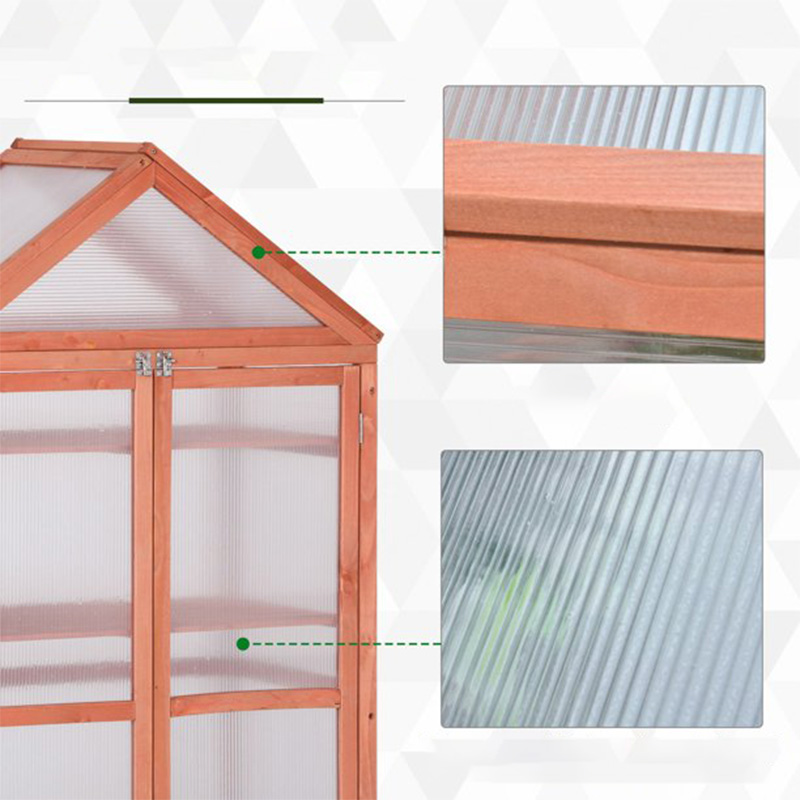 32' x 19' x 54' Wooden Cold Frame Greenhouse for Plantarum PC Board Orange