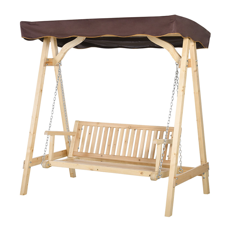2-Person Outdoor Swing Porch Swing with Wooden Stand, Fortis A-Frame Design, & Adjustable Water-Fighting Canopy