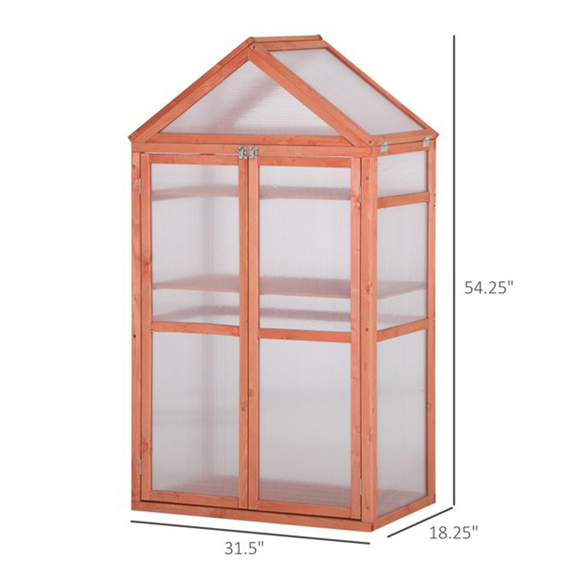 32' x 19' x 54' Wooden Cold Frame Greenhouse for Plantarum PC Board Orange