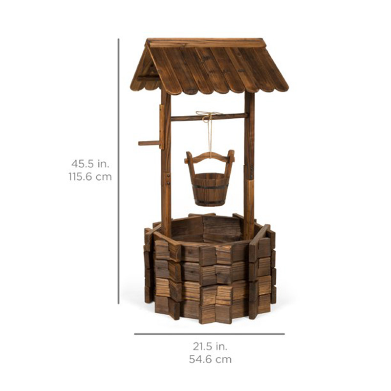 Rusticus ligneus Volentes Bene Plantator Outdoor Domus Decor pro Patio, Horto, Yard w/ Pendens Situla