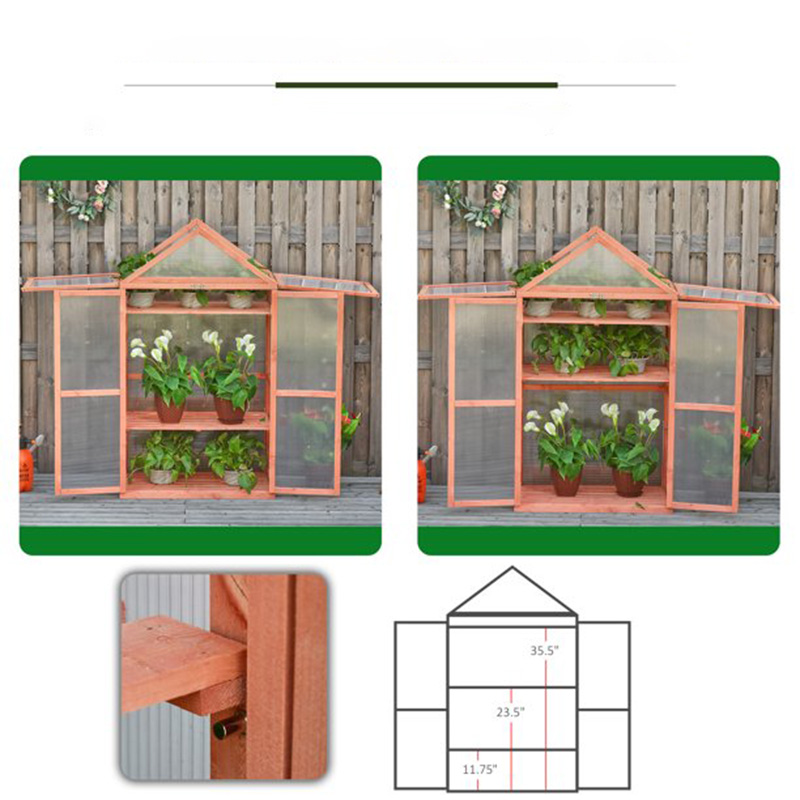 32' x 19' x 54' Wooden Cold Frame Greenhouse for Plantarum PC Board Orange