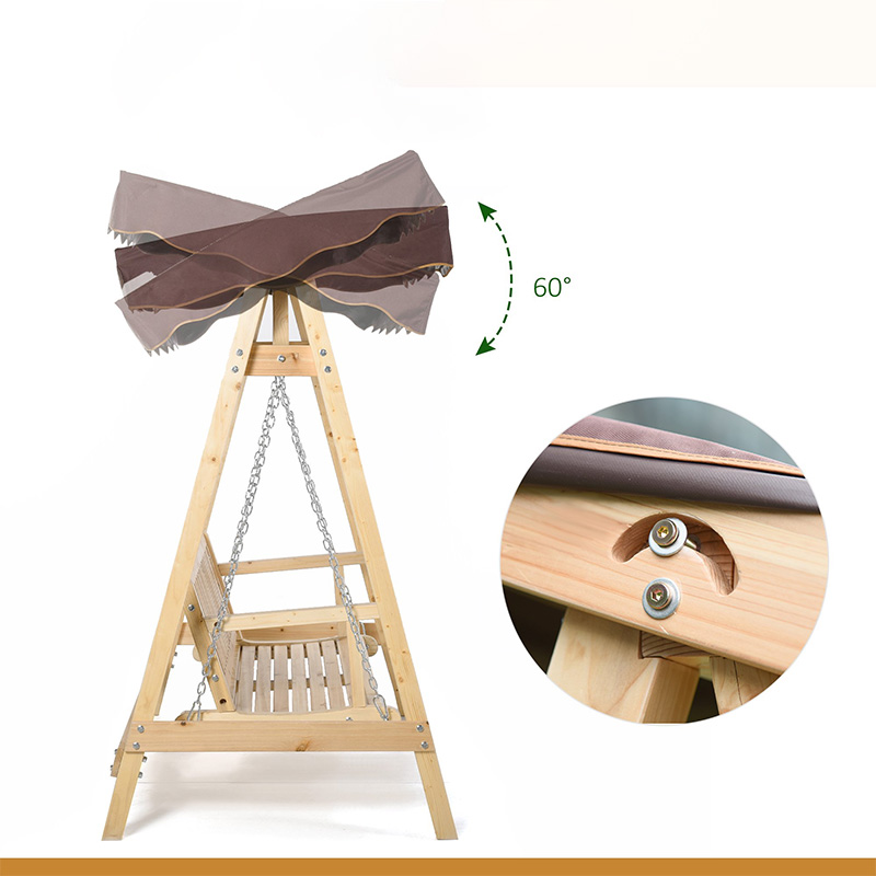 2-Person Outdoor Swing Porch Swing with Wooden Stand, Fortis A-Frame Design, & Adjustable Water-Fighting Canopy