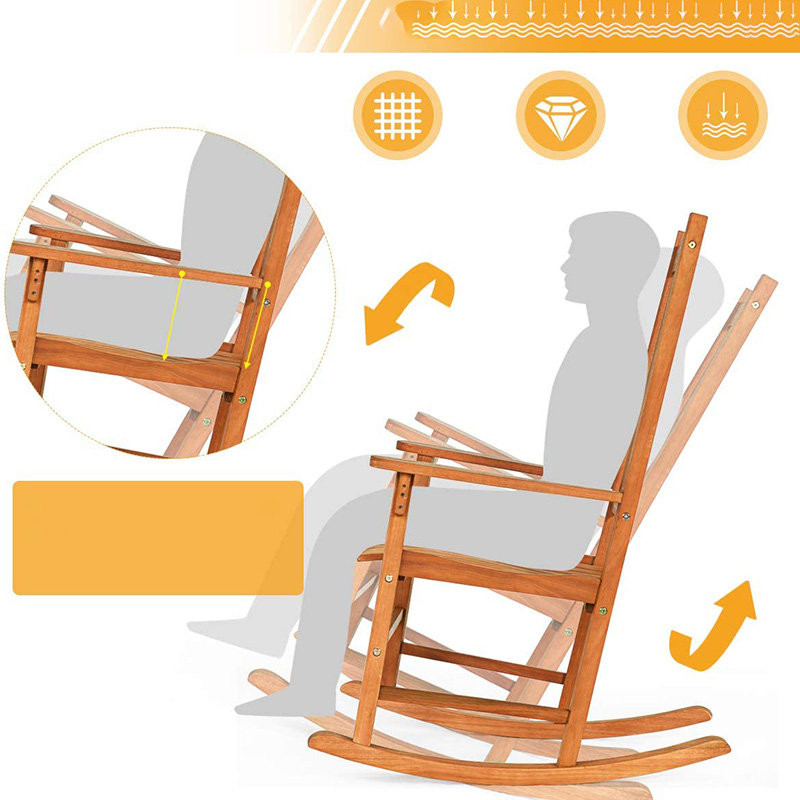 3 PCS Poplar Wood Rocking Cathedra Set W/ Coffee Table 2 Wood Conversation Chairs