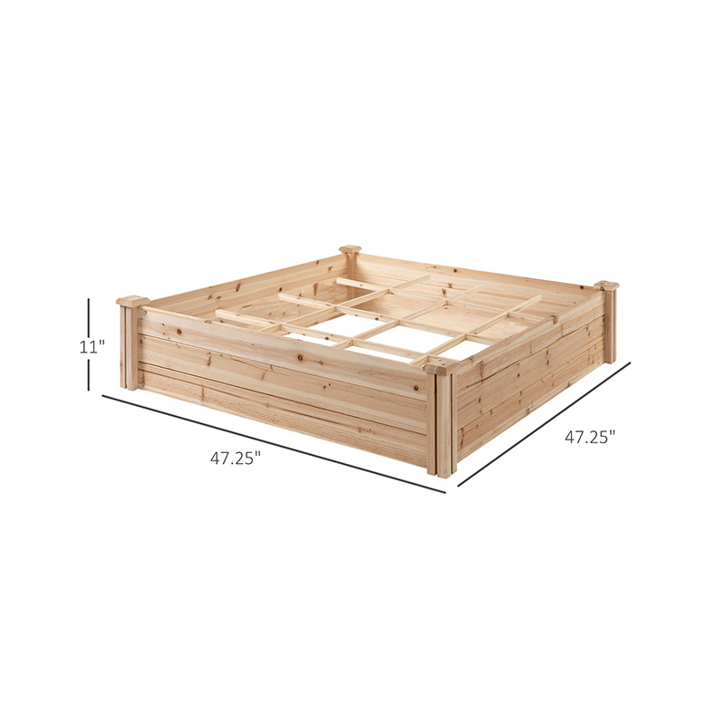 3.9ft x 3.9ft Hortus Bed Box cum Segmented Growing Grid, Wood Material for Backyard Plantarum & Herbarum