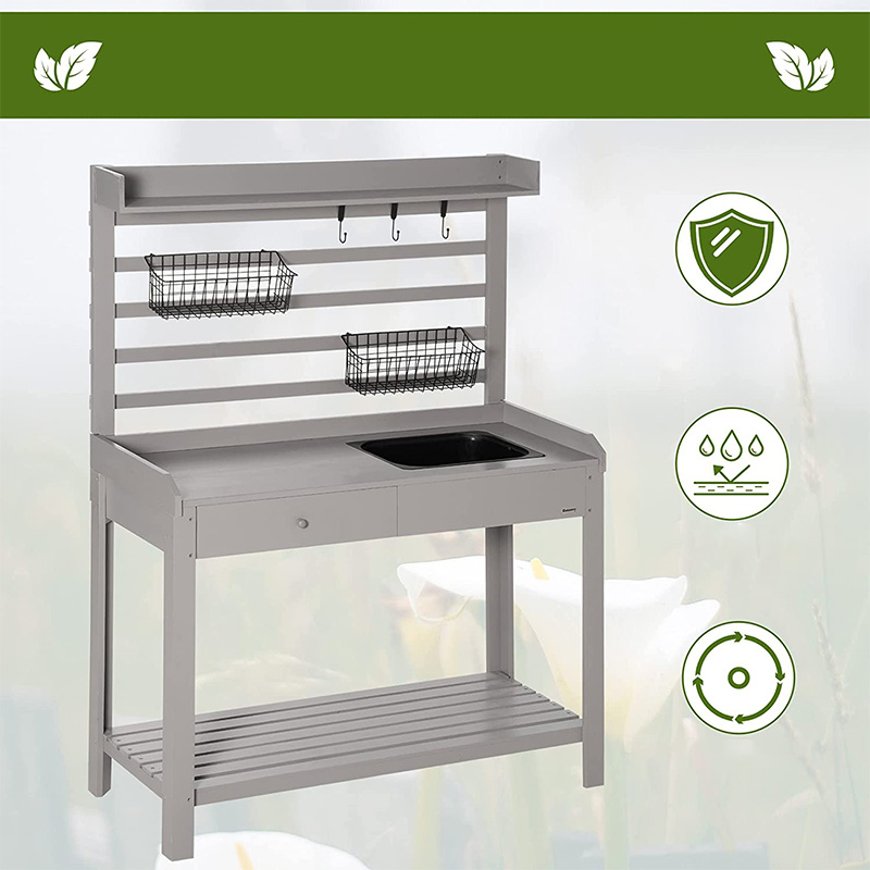 Potting Banco Tabula, Hortus Workstation w/ Sieve Screen, Removable Sink & Baskets
