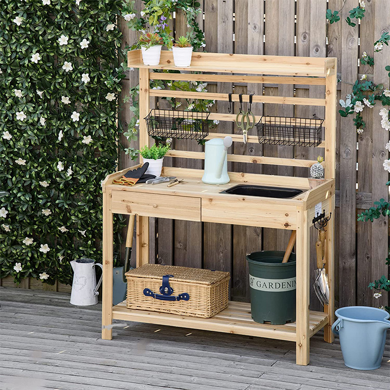 Potting Banco Tabula, Hortus Workstation w/ Sieve Screen, Removable Sink & Baskets