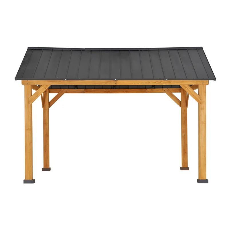 11x13 Hardtop Gazebo cum Frame ligneo, Permanent Metallum Roof Gazebo Canopy cum Tectum Hook Horti, Patio, Backyard