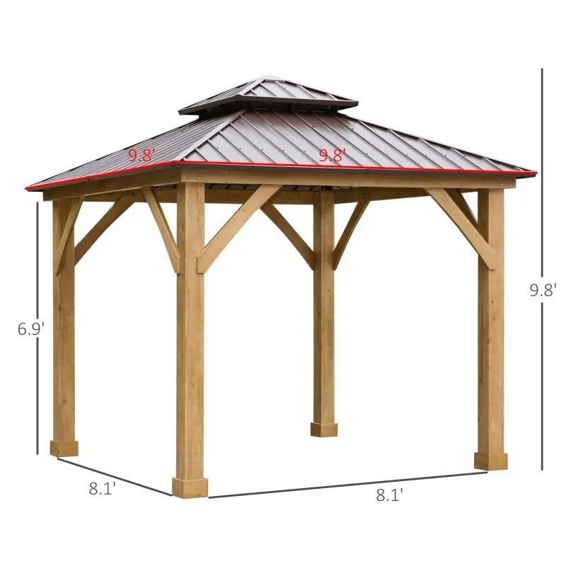 10' x 10' Hardtop Gazebo Patio Canopy tegimen Outdoor w/ Steel Double Tier Roof