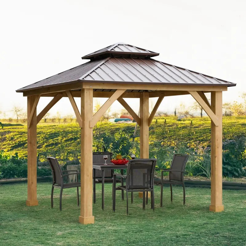10' x 10' Hardtop Gazebo Patio Canopy tegimen Outdoor w/ Steel Double Tier Roof