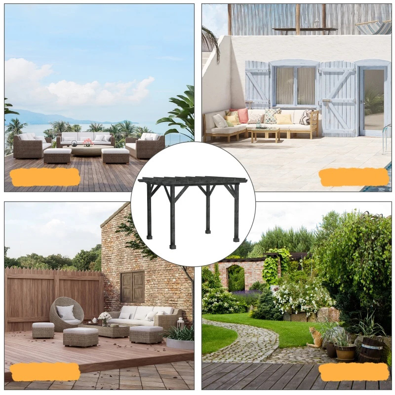 Velit 10' x 10' Pergola Gazebo, 100% Wood Pergola Apta pro Patio, Deck, Horto, Gazebo, Perfice pro BBQs, Partibus, Picnics, Nigrum