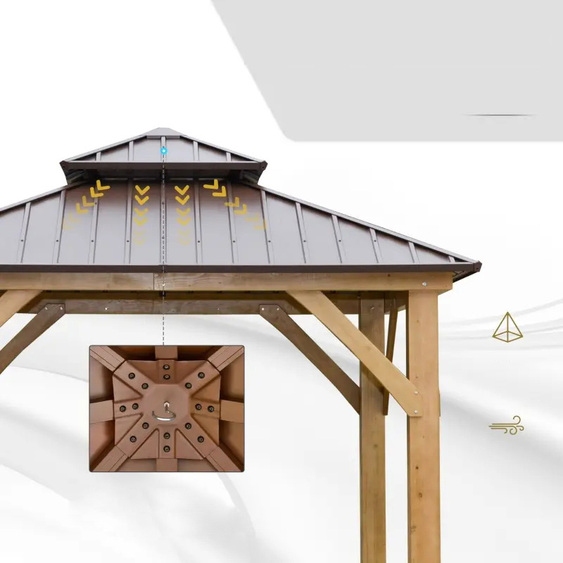 10' x 10' Hardtop Gazebo Patio Canopy tegimen Outdoor w/ Steel Double Tier Roof
