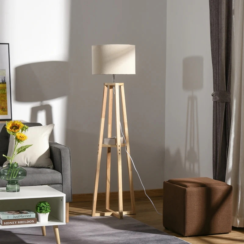 Modern stans Floor Lucerna Cubiculum Lux w/Drum Lampshade, Pede Pedal Switch