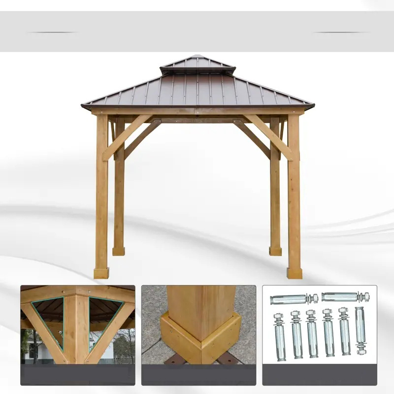 10' x 10' Hardtop Gazebo Patio Canopy tegimen Outdoor w/ Steel Double Tier Roof