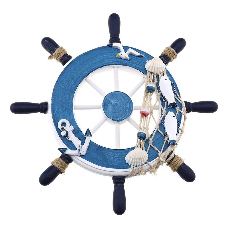 Navis ligneus navis inoffenso rota nautica / Handcrafted ligneus Navis Wheel pirata Decor Wall et Door pendens Ornament Plaque (Piscium)