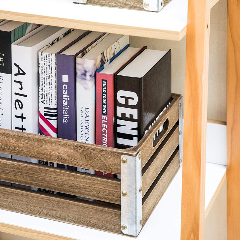 Wood at Crate for Organization and storage, 3 Pack, Brown