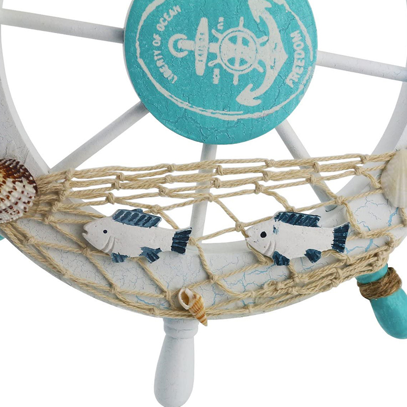 Navis ligneus navis inoffenso rota nautica / Handcrafted ligneus Navis Wheel pirata Decor Wall et Door pendens Ornament Plaque (Piscium)