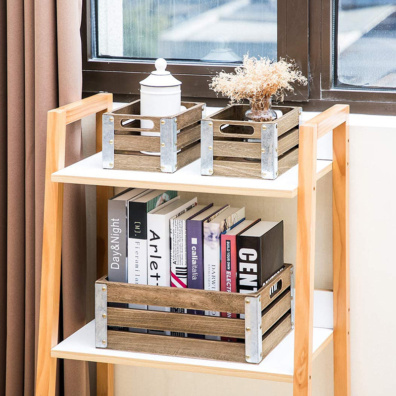 Wood at Crate for Organization and storage, 3 Pack, Brown