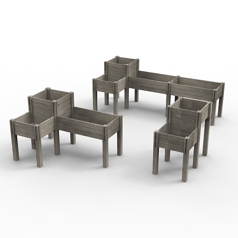 III Tier Erexit Hortus Bed w/ Repono Shelf, Elevatus ligneus plantator Box Kit