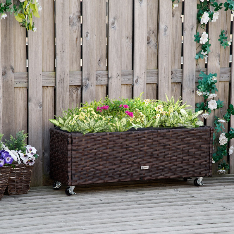 Umbraticis / Outdoor Rattan Flower Planter Box cum Mors Principium PRAECLUSIO Rack Infra et fortis Elevatum Opus Area XXVIII 'H