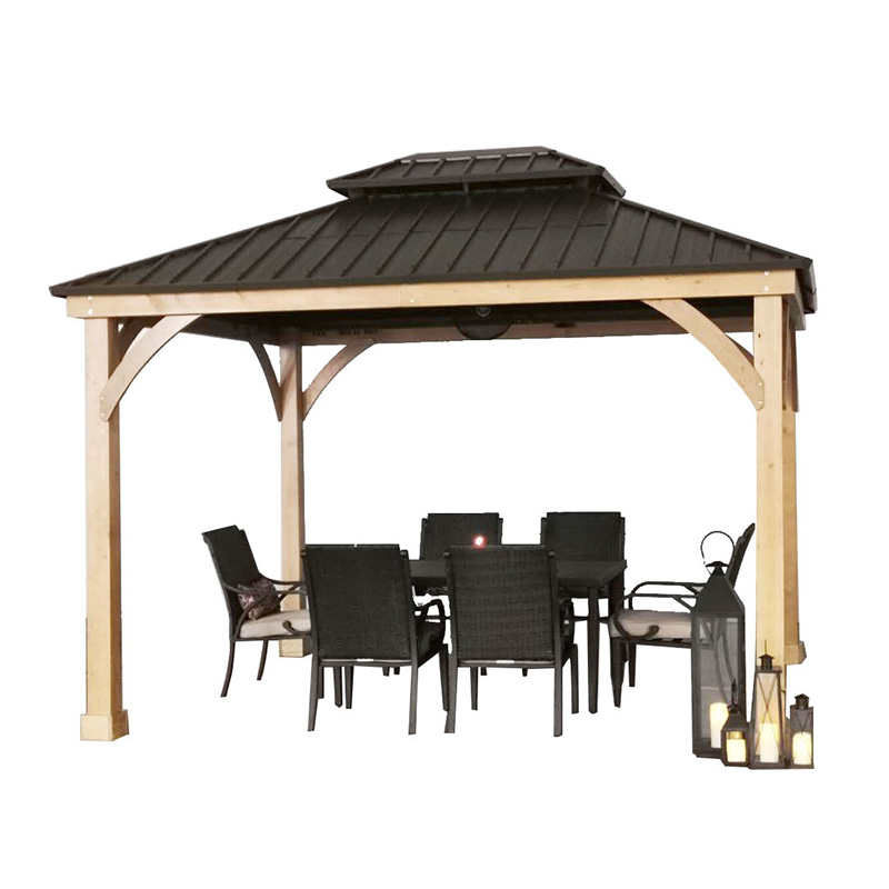 10' x 10' Hardtop Gazebo Patio Canopy tegimen Outdoor w/ Steel Double Tier Roof
