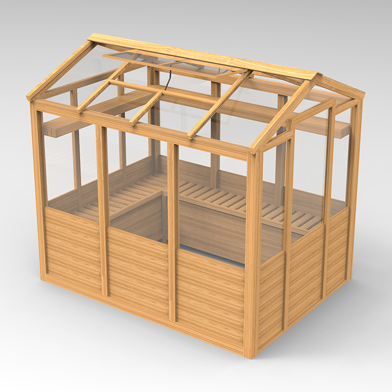 6' x 4' x 7' Wooden Greenhouse, Walk-in Green House, Outdoor Polycarbonate Greenhouse with Door, Natural.