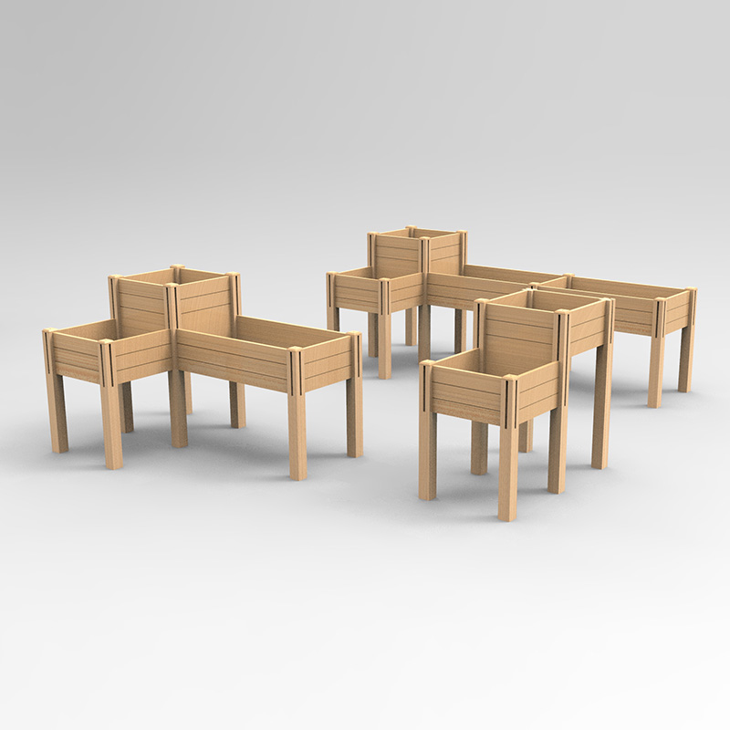 III Tier Erexit Hortus Bed w/ Repono Shelf, Elevatus ligneus plantator Box Kit