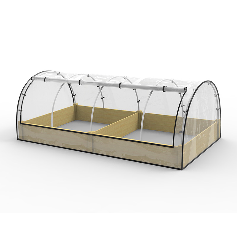 Horti Flower Erexit Red Kit w/ Greenhouse, ligneus Cold Frame Planter, Naturalis