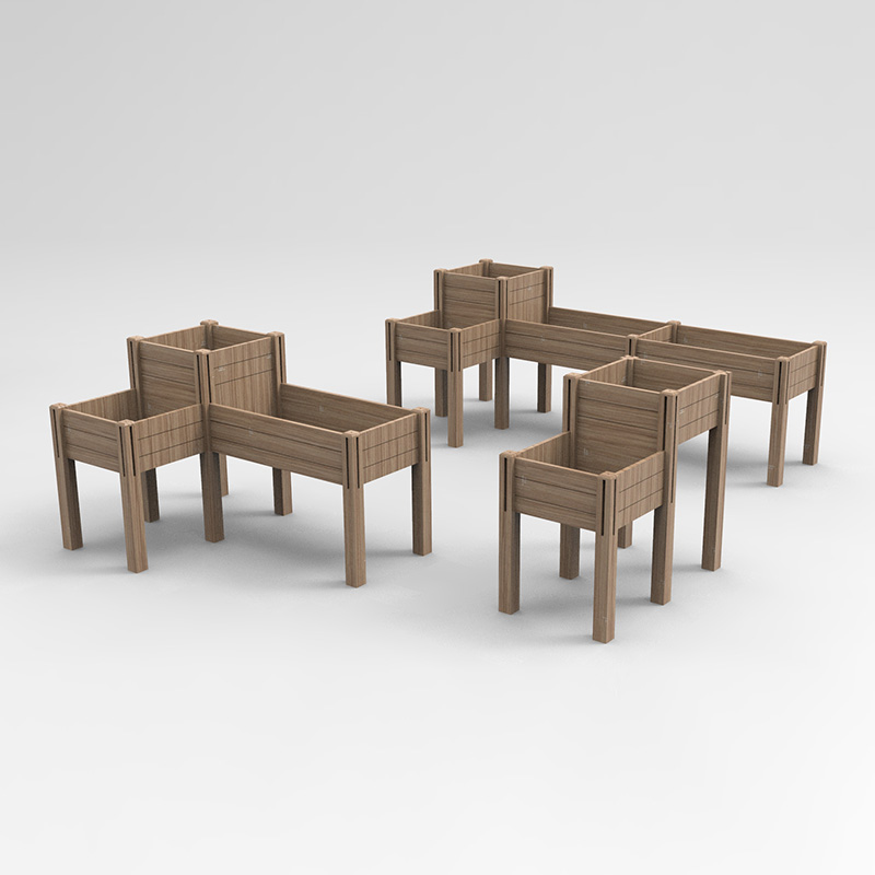 III Tier Erexit Hortus Bed w/ Repono Shelf, Elevatus ligneus plantator Box Kit