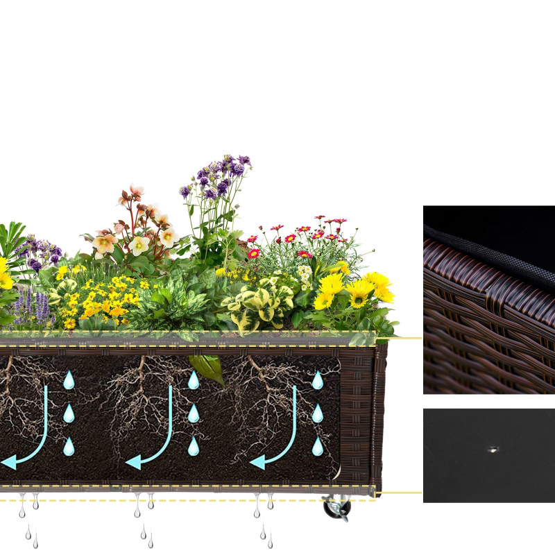 Umbraticis / Outdoor Rattan Flower Planter Box cum Mors Principium PRAECLUSIO Rack Infra et fortis Elevatum Opus Area XXVIII 'H