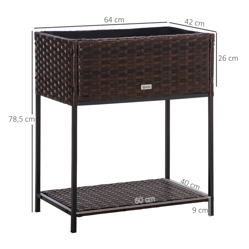 Umbraticis / Outdoor Rattan Flower Planter Box cum Mors Principium PRAECLUSIO Rack Infra et fortis Elevatum Opus Area XXVIII 'H