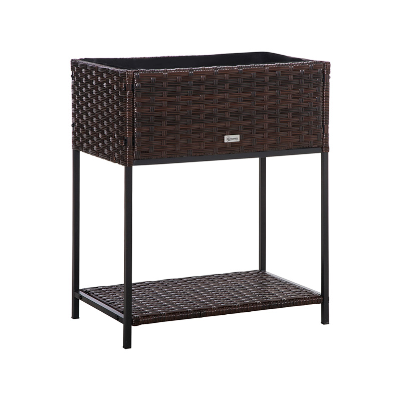 Umbraticis / Outdoor Rattan Flower Planter Box cum Mors Principium PRAECLUSIO Rack Infra et fortis Elevatum Opus Area XXVIII 'H