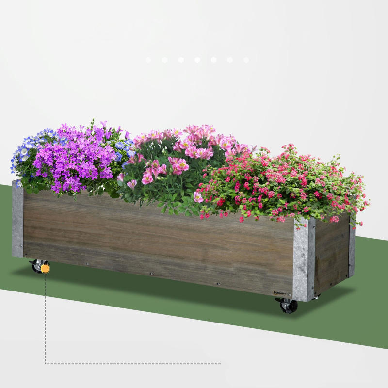 Elevatum Hortum Bed 48x24x32in Mobile Elevatum Lignum Planter w/ Lockable Rotae, Repono Shelf, Liner