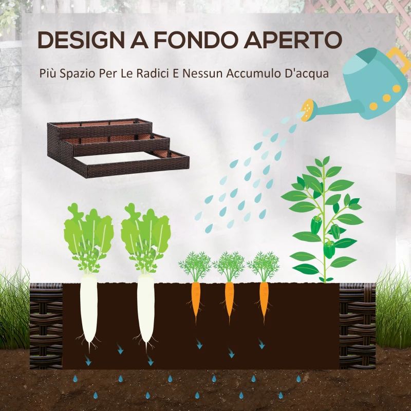 Umbraticis / Outdoor Rattan Flower Planter Box cum Mors Principium PRAECLUSIO Rack Infra et fortis Elevatum Opus Area XXVIII 'H