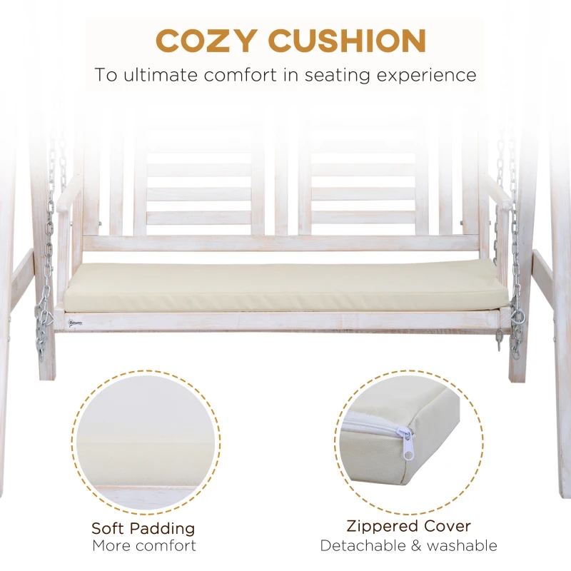 2-Person Outdoor Swing Porch Swing with Wooden Stand, Fortis A-Frame Design, & Adjustable Water-Fighting Canopy