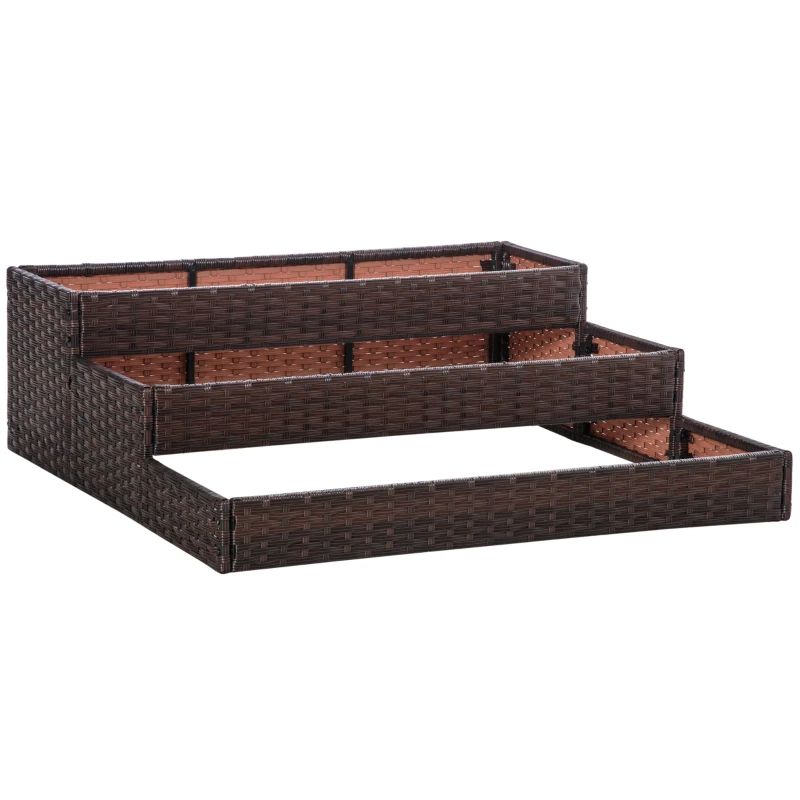 Umbraticis / Outdoor Rattan Flower Planter Box cum Mors Principium PRAECLUSIO Rack Infra et fortis Elevatum Opus Area XXVIII 'H